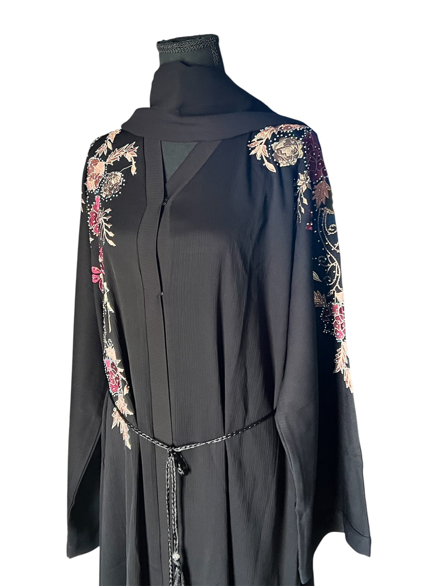 Elegant Black Abaya with Floral Embroidery – Premium Modest Wear