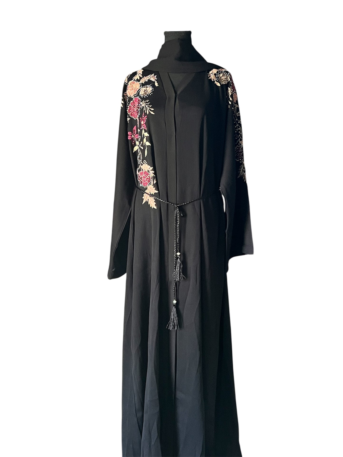 Elegant Black Abaya with Floral Embroidery – Premium Modest Wear