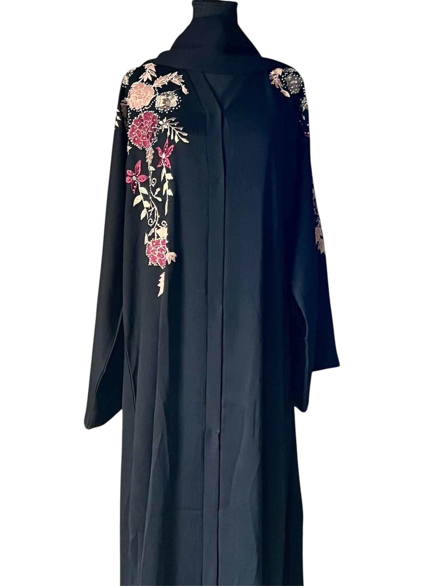 Elegant Black Abaya with Floral Embroidery – Premium Modest Wear
